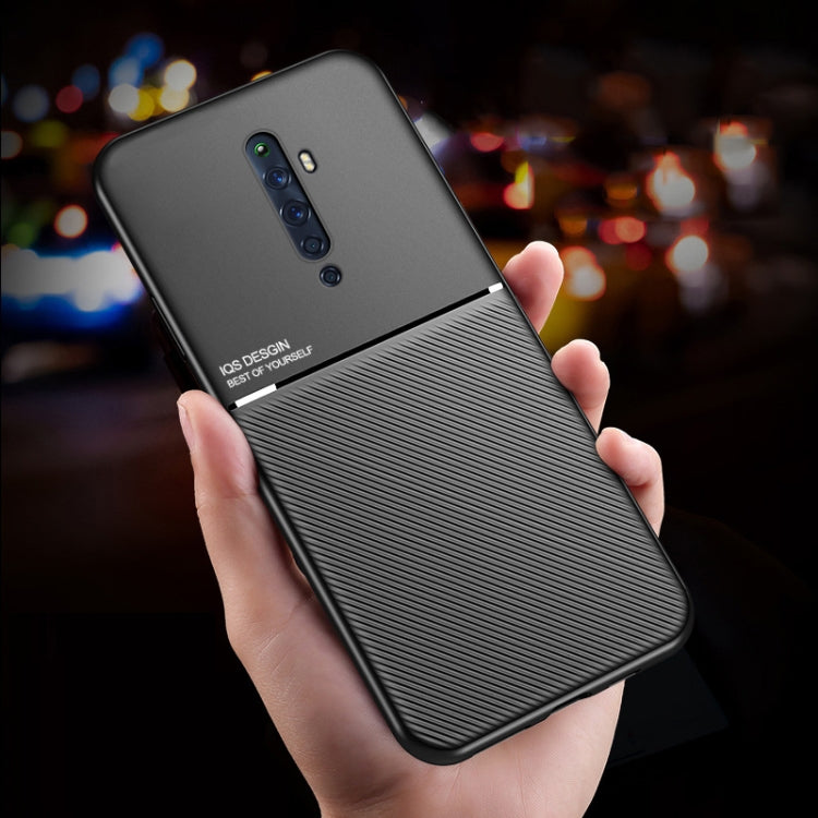 For OPPO Reno2 Z Classic Tilt Strip Grain Magnetic Shockproof PC + TPU Case