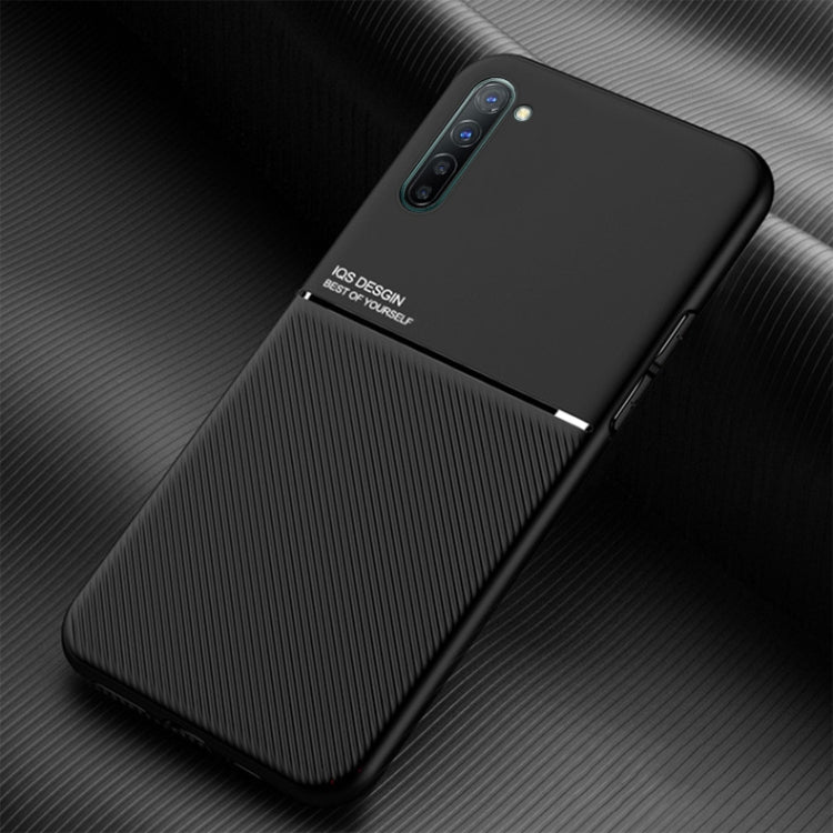 For OPPO Reno3 Classic Tilt Strip Grain Magnetic Shockproof PC + TPU Case