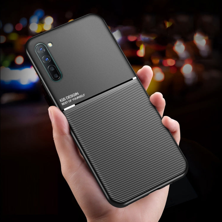 For OPPO Reno3 Pro Classic Tilt Strip Grain Magnetic Shockproof PC + TPU Case