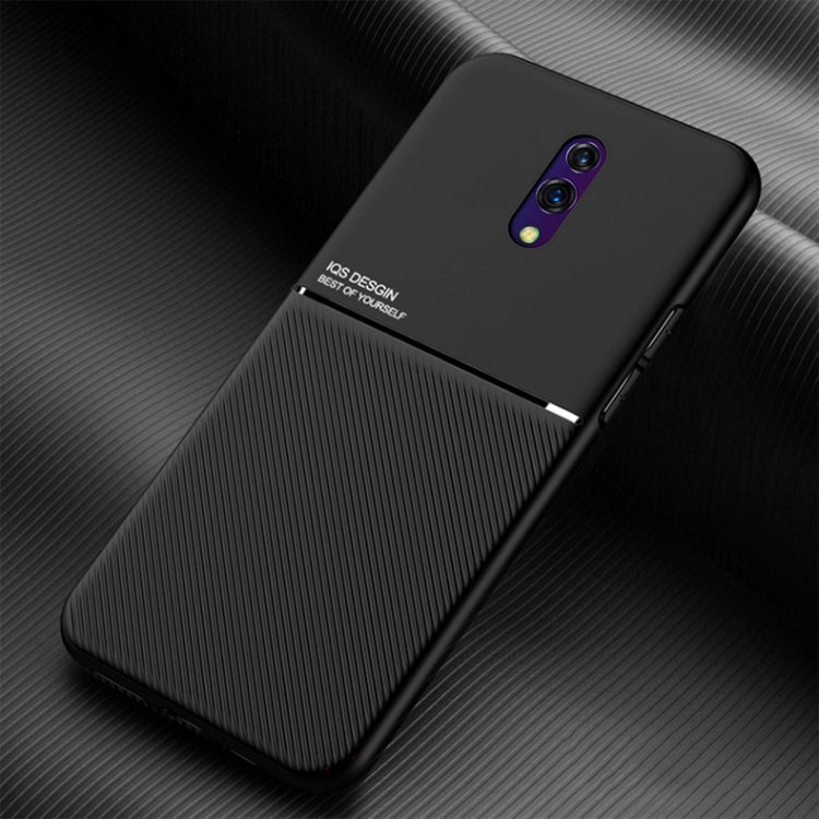 For OPPO Reno Classic Tilt Strip Grain Magnetic Shockproof PC + TPU Case
