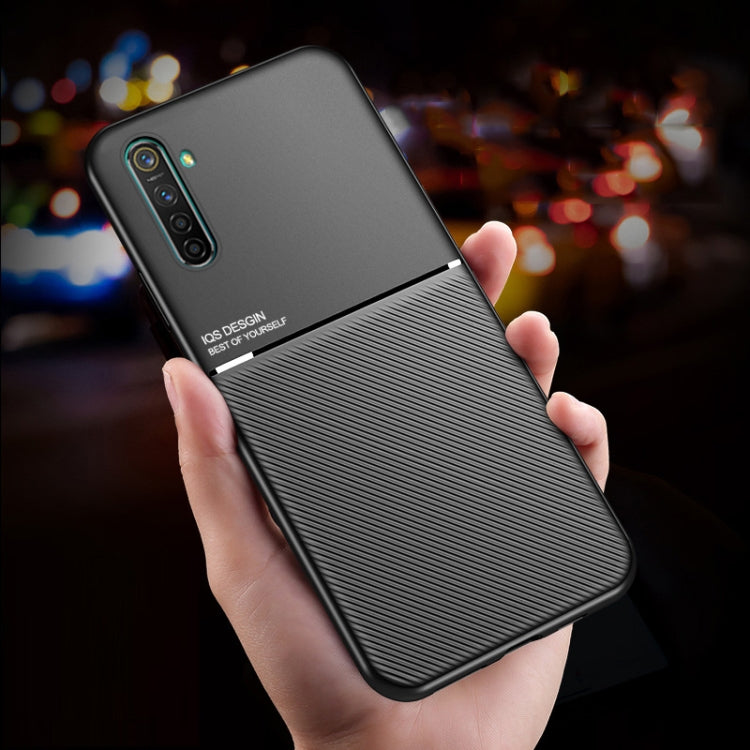 For OPPO Realme X2 Classic Tilt Strip Grain Magnetic Shockproof PC + TPU Case
