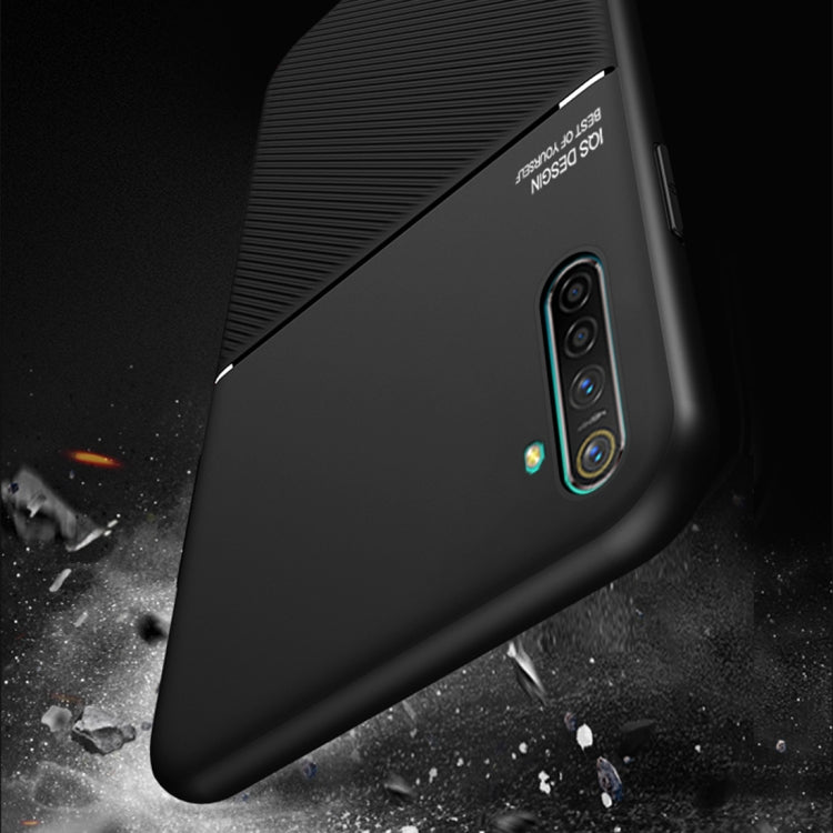 For OPPO Realme X2 Classic Tilt Strip Grain Magnetic Shockproof PC + TPU Case