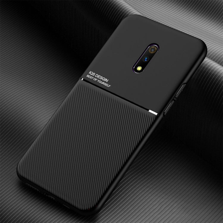 For OPPO Realme X Classic Tilt Strip Grain Magnetic Shockproof PC + TPU Case