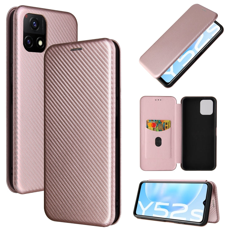 For vivo Y52s 5G / iQOO U3 Carbon Fiber Texture Horizontal Flip TPU + PC + PU Leather Case with Card Slot