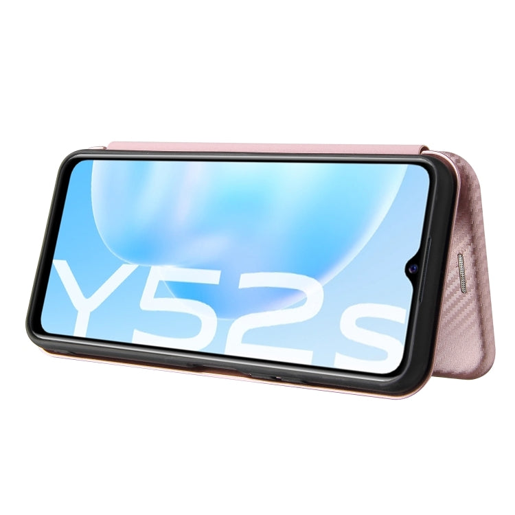 For vivo Y52s 5G / iQOO U3 Carbon Fiber Texture Horizontal Flip TPU + PC + PU Leather Case with Card Slot