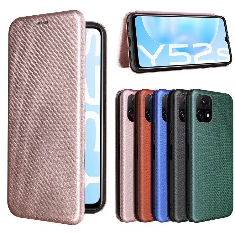 For vivo Y52s 5G / iQOO U3 Carbon Fiber Texture Horizontal Flip TPU + PC + PU Leather Case with Card Slot