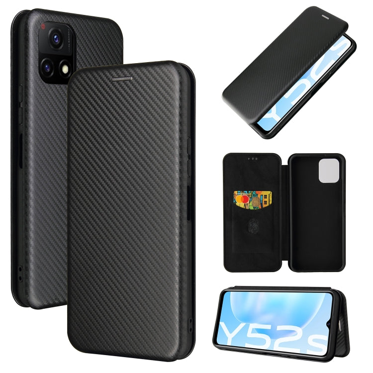 For vivo Y52s 5G / iQOO U3 Carbon Fiber Texture Horizontal Flip TPU + PC + PU Leather Case with Card Slot