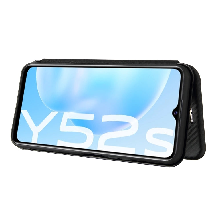 For vivo Y52s 5G / iQOO U3 Carbon Fiber Texture Horizontal Flip TPU + PC + PU Leather Case with Card Slot