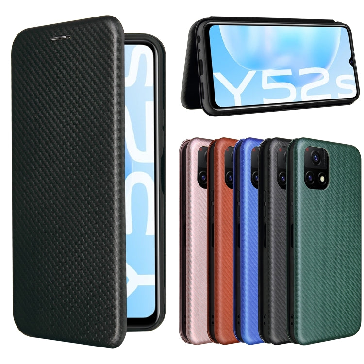 For vivo Y52s 5G / iQOO U3 Carbon Fiber Texture Horizontal Flip TPU + PC + PU Leather Case with Card Slot