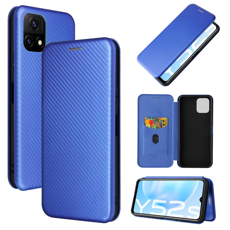 For vivo Y52s 5G / iQOO U3 Carbon Fiber Texture Horizontal Flip TPU + PC + PU Leather Case with Card Slot