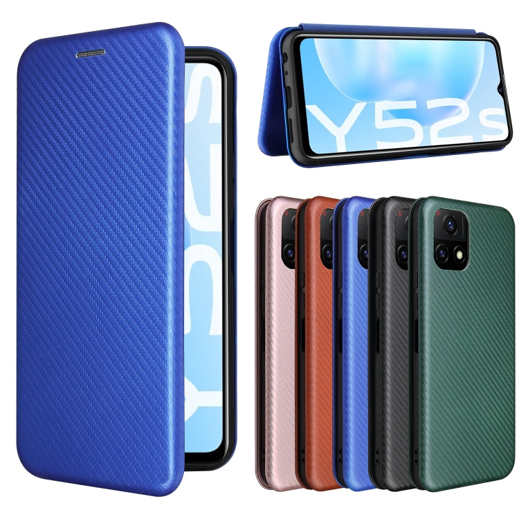 For vivo Y52s 5G / iQOO U3 Carbon Fiber Texture Horizontal Flip TPU + PC + PU Leather Case with Card Slot
