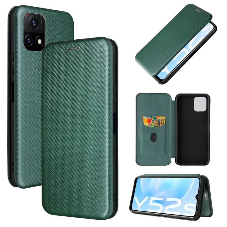 For vivo Y52s 5G / iQOO U3 Carbon Fiber Texture Horizontal Flip TPU + PC + PU Leather Case with Card Slot