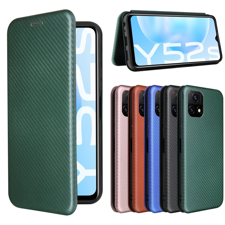 For vivo Y52s 5G / iQOO U3 Carbon Fiber Texture Horizontal Flip TPU + PC + PU Leather Case with Card Slot
