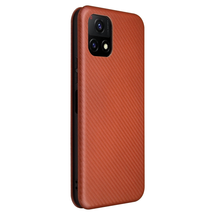 For vivo Y52s 5G / iQOO U3 Carbon Fiber Texture Horizontal Flip TPU + PC + PU Leather Case with Card Slot