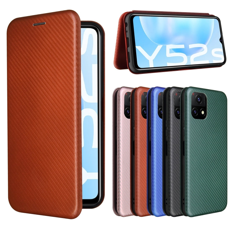 For vivo Y52s 5G / iQOO U3 Carbon Fiber Texture Horizontal Flip TPU + PC + PU Leather Case with Card Slot