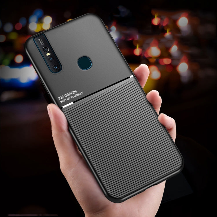 For vivo S1 Classic Tilt Strip Grain Magnetic Shockproof PC + TPU Case