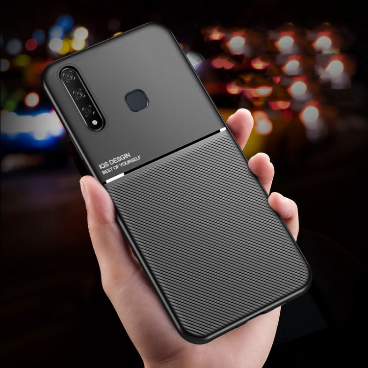 For vivo U10 / U3x Classic Tilt Strip Grain Magnetic Shockproof PC + TPU Case
