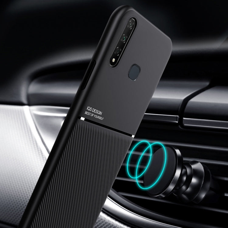 For vivo U10 / U3x Classic Tilt Strip Grain Magnetic Shockproof PC + TPU Case