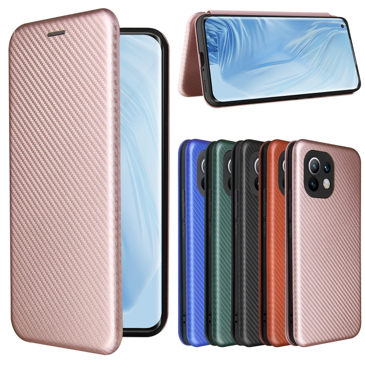 For Xiaomi Mi 11 Carbon Fiber Texture Horizontal Flip TPU + PC + PU Leather Case with Card Slot