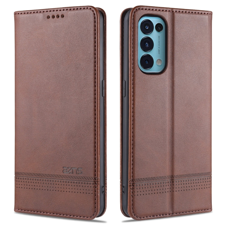 For Oppo Reno5 5G AZNS Magnetic Calf Texture Horizontal Flip Leather Case with Card Slots & Holder & Wallet