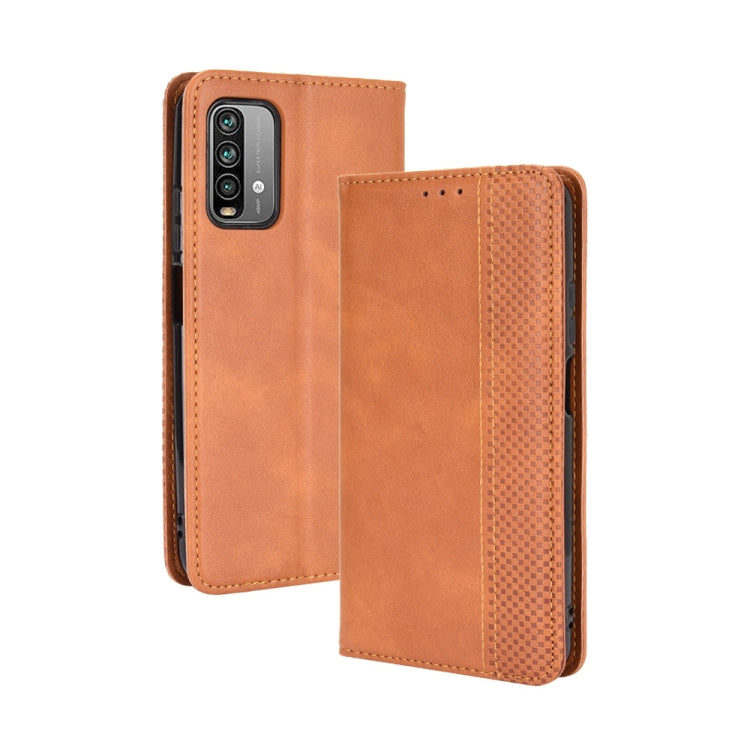 For Xiaomi Redmi 9T/ 9 Power Magnetic Buckle Retro Crazy Horse Texture Horizontal Flip Leather Case with Holder & Card Slots & Photo Frame