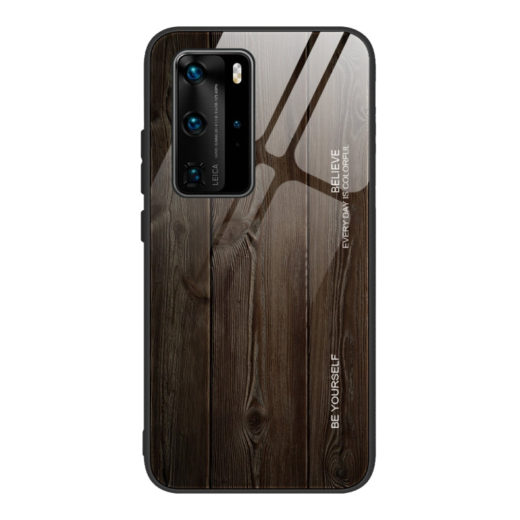 For Huawei P40 Pro Wood Grain Glass Protective Case