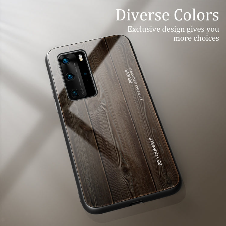 For Huawei P40 Pro Wood Grain Glass Protective Case