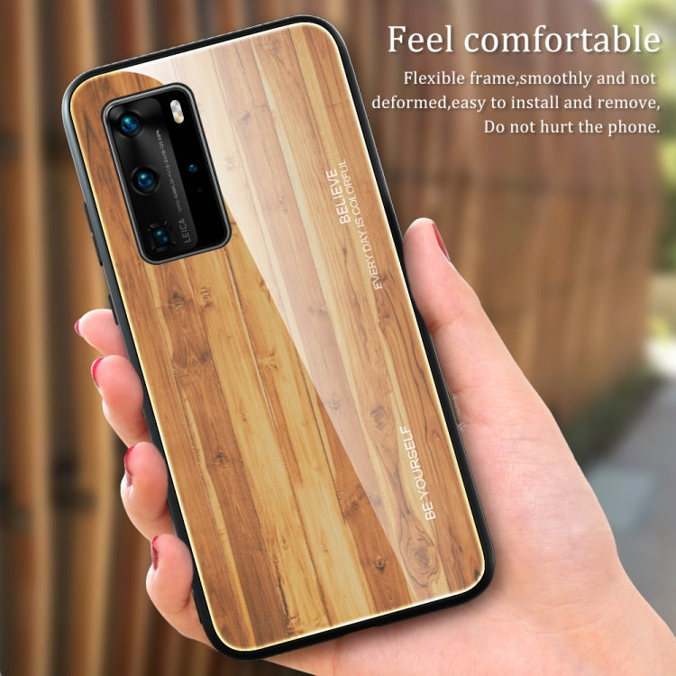 For Huawei P40 Pro Wood Grain Glass Protective Case