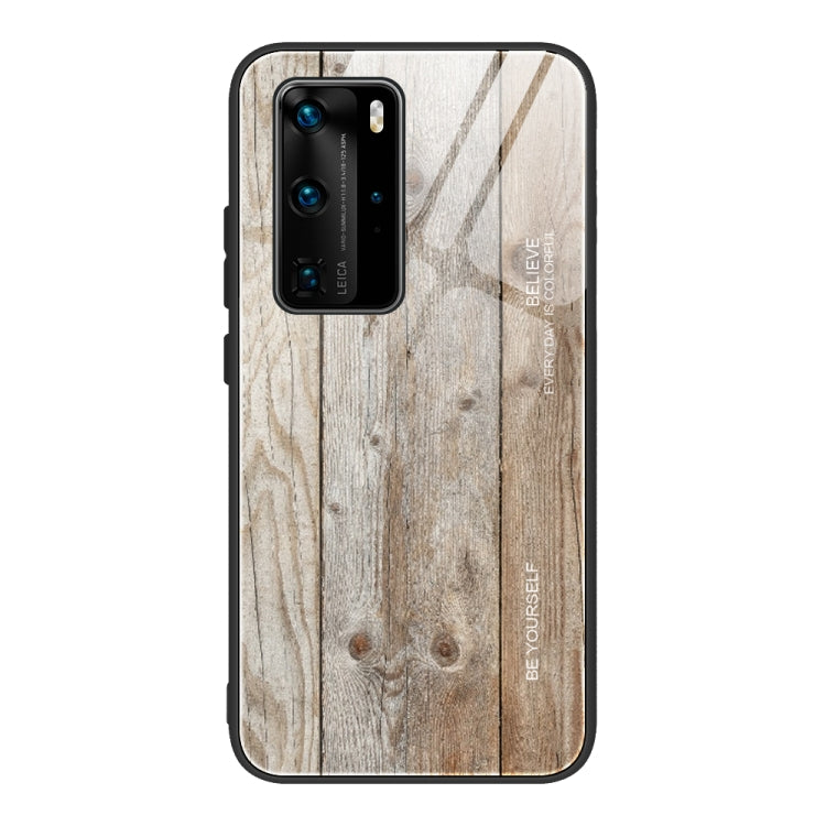 For Huawei P40 Pro Wood Grain Glass Protective Case