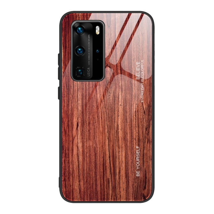 For Huawei P40 Pro Wood Grain Glass Protective Case