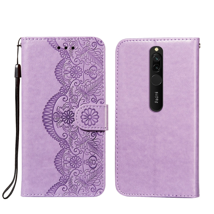 For Xiaomi Redmi 8 Flower Vine Embossing Pattern Horizontal Flip Leather Case with Card Slot & Holder & Wallet & Lanyard