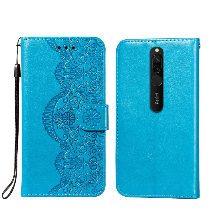 For Xiaomi Redmi 8 Flower Vine Embossing Pattern Horizontal Flip Leather Case with Card Slot & Holder & Wallet & Lanyard