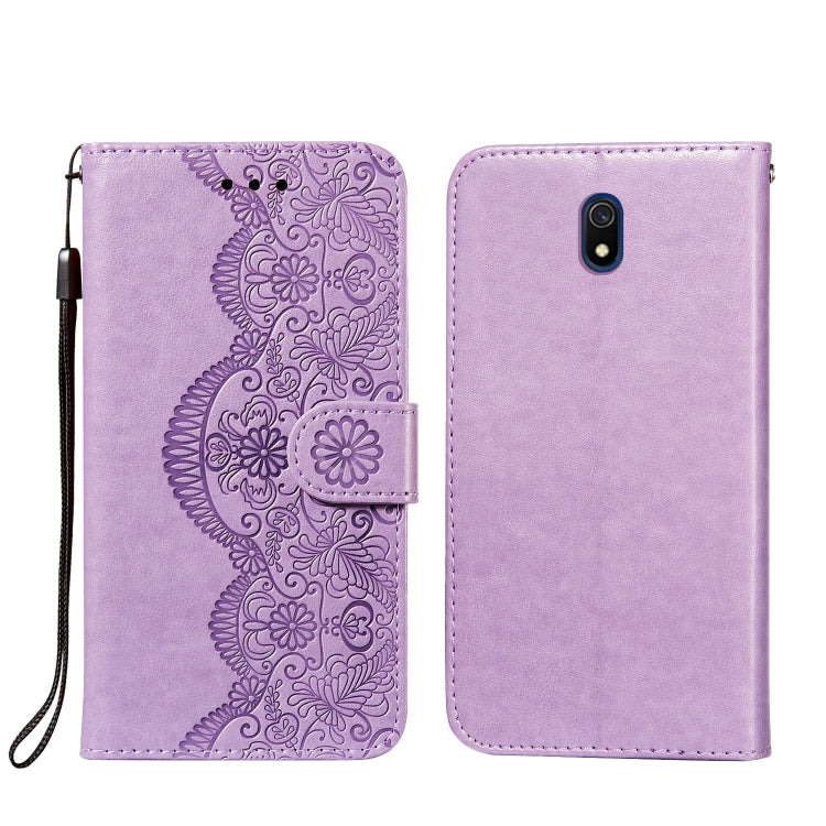For Xiaomi Redmi 8A Flower Vine Embossing Pattern Horizontal Flip Leather Case with Card Slot & Holder & Wallet & Lanyard