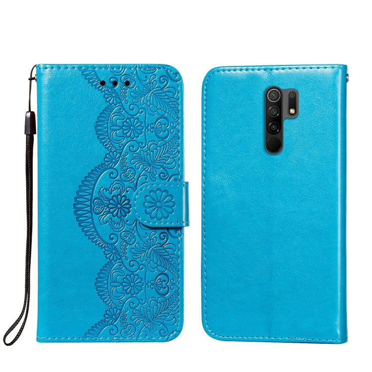 For Xiaomi Redmi 9 Flower Vine Embossing Pattern Horizontal Flip Leather Case with Card Slot & Holder & Wallet & Lanyard