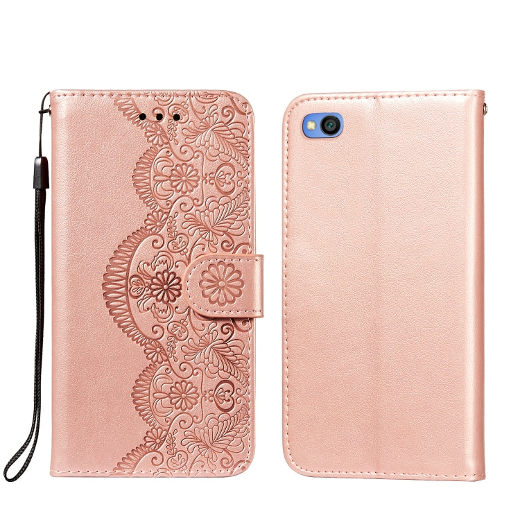 For Xiaomi Redmi Go Flower Vine Embossing Pattern Horizontal Flip Leather Case with Card Slot & Holder & Wallet & Lanyard