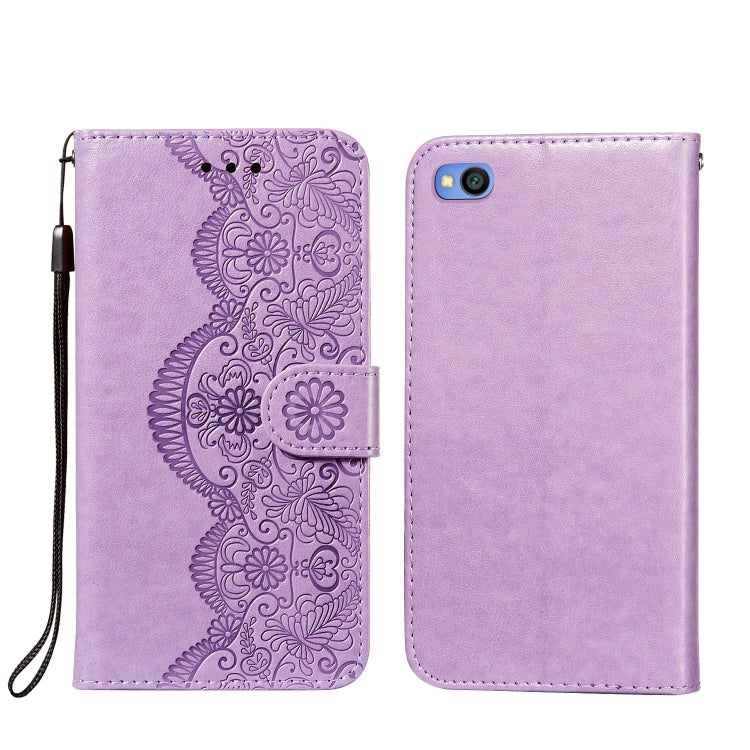 For Xiaomi Redmi Go Flower Vine Embossing Pattern Horizontal Flip Leather Case with Card Slot & Holder & Wallet & Lanyard