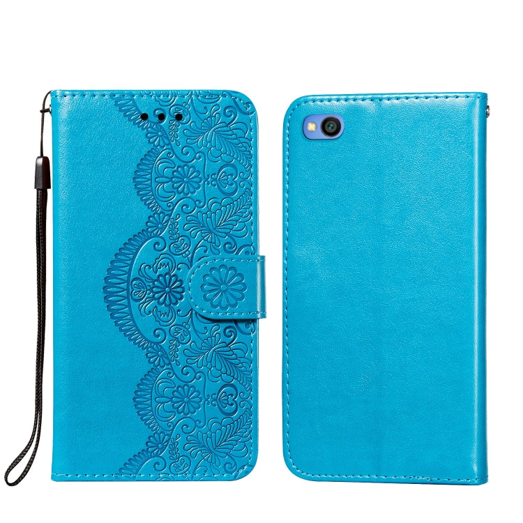For Xiaomi Redmi Go Flower Vine Embossing Pattern Horizontal Flip Leather Case with Card Slot & Holder & Wallet & Lanyard