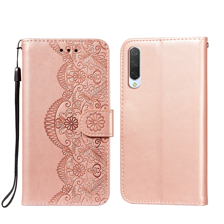 For Xiaomi Mi CC9 / Mi 9 Lite Flower Vine Embossing Pattern Horizontal Flip Leather Case with Card Slot & Holder & Wallet & Lanyard
