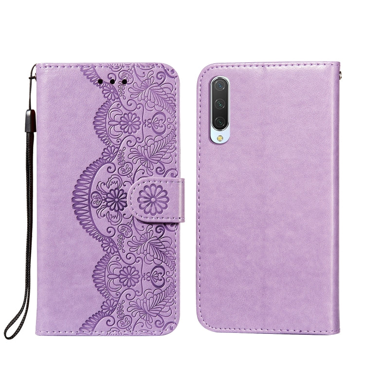 For Xiaomi Mi CC9 / Mi 9 Lite Flower Vine Embossing Pattern Horizontal Flip Leather Case with Card Slot & Holder & Wallet & Lanyard