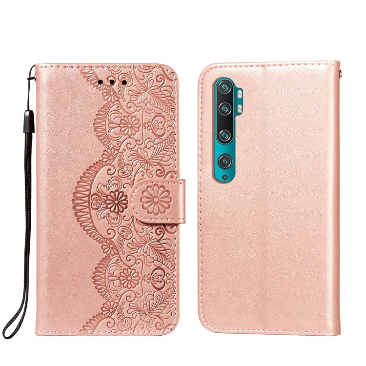 For Xiaomi Mi CC9 Pro / Mi Note 10 Flower Vine Embossing Pattern Horizontal Flip Leather Case with Card Slot & Holder & Wallet & Lanyard