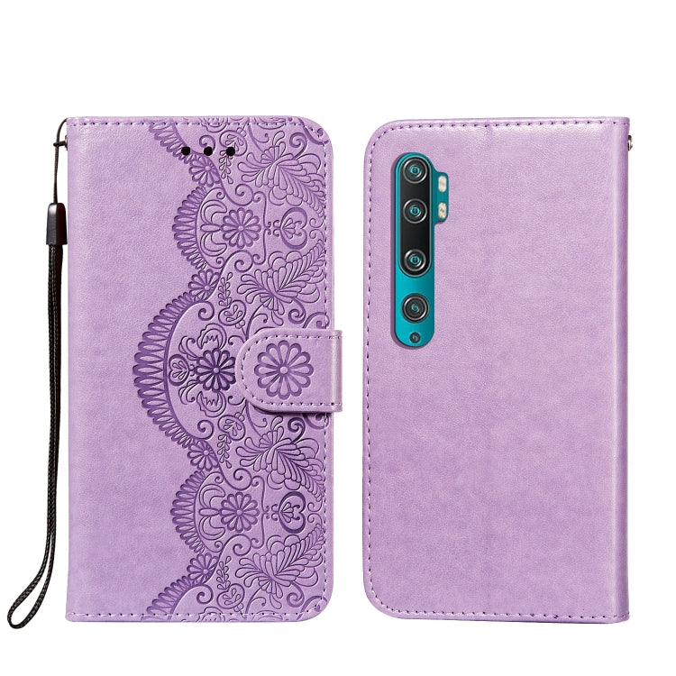 For Xiaomi Mi CC9 Pro / Mi Note 10 Flower Vine Embossing Pattern Horizontal Flip Leather Case with Card Slot & Holder & Wallet & Lanyard