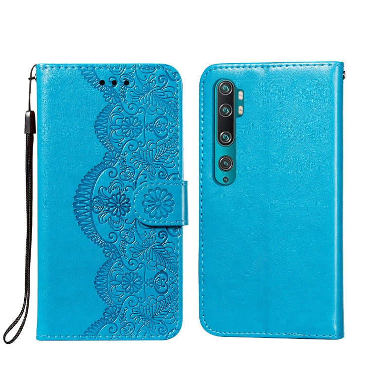 For Xiaomi Mi CC9 Pro / Mi Note 10 Flower Vine Embossing Pattern Horizontal Flip Leather Case with Card Slot & Holder & Wallet & Lanyard