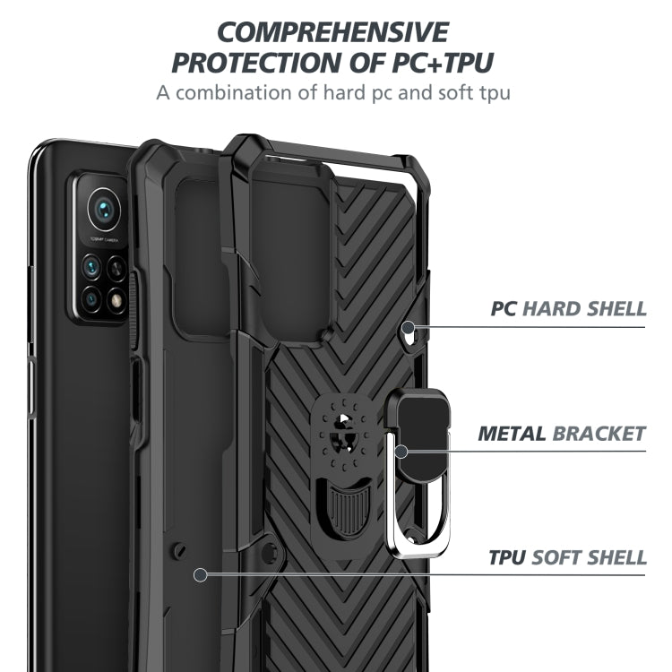For Xiaomi Mi 10T 5G / 10T Pro 5G Cool Armor PC + TPU Shockproof Case with 360 Degree Rotation Ring Holder