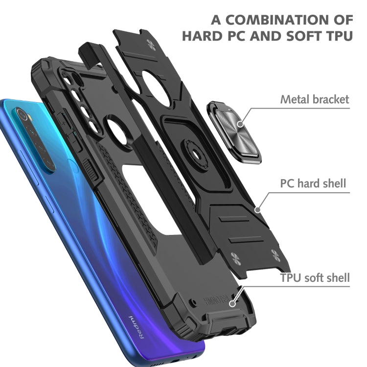 For Xiaomi Redmi Note 8 Magnetic Armor Shockproof TPU + PC Case with Metal Ring Holder