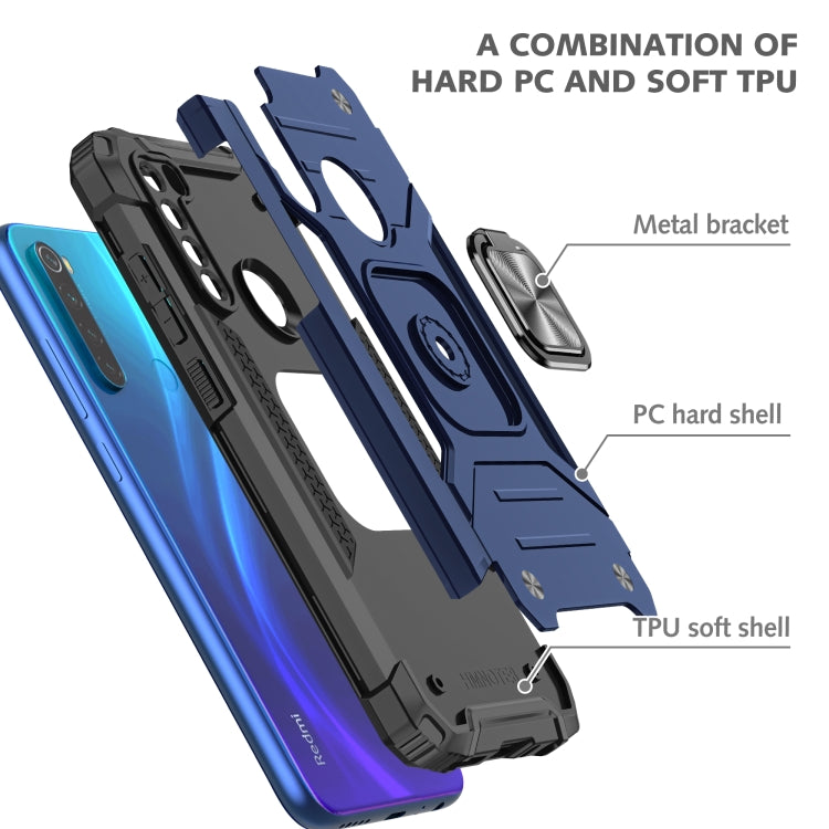 For Xiaomi Redmi Note 8 Magnetic Armor Shockproof TPU + PC Case with Metal Ring Holder