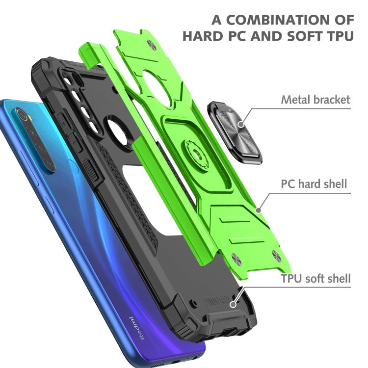 For Xiaomi Redmi Note 8 Magnetic Armor Shockproof TPU + PC Case with Metal Ring Holder