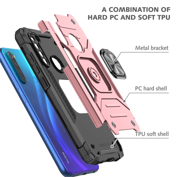 For Xiaomi Redmi Note 8 Magnetic Armor Shockproof TPU + PC Case with Metal Ring Holder