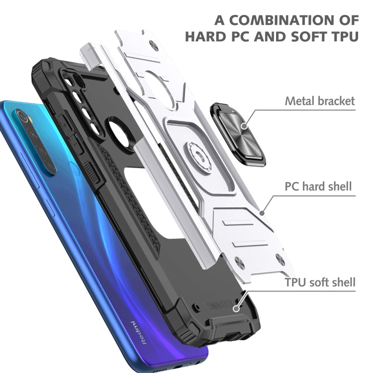For Xiaomi Redmi Note 8 Magnetic Armor Shockproof TPU + PC Case with Metal Ring Holder