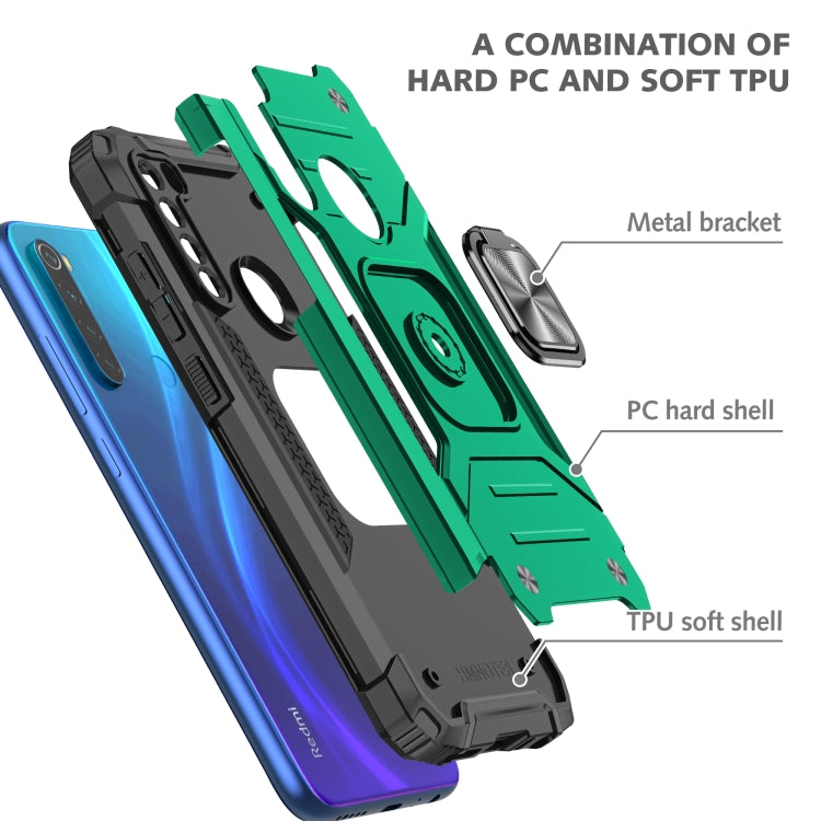 For Xiaomi Redmi Note 8 Magnetic Armor Shockproof TPU + PC Case with Metal Ring Holder