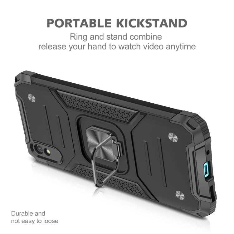 For Xiaomi Redmi 9A Magnetic Armor Shockproof TPU + PC Case with Metal Ring Holder